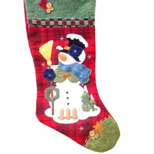 Dan Dee Red Tartan Collectors Choice Christmas Stocking Snowman Broom